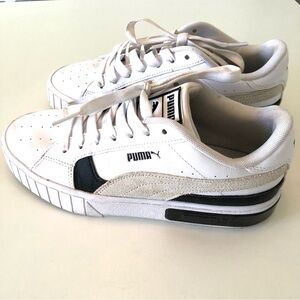 Puma Cali Star Women’s 8.5 Sneakers, Leather Uppers, White, Cream Black Logo Tag